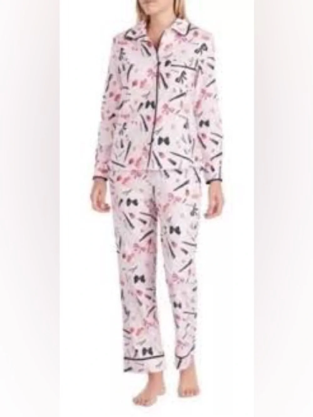 kate spade Pink Floral and Bow Print Pajama Set